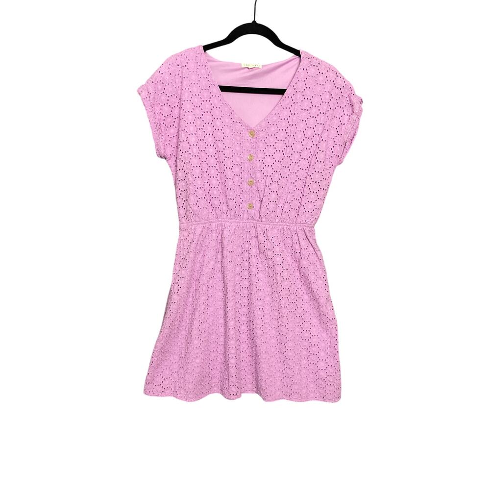 Copper Key Lavender Eyelet Lace Mini Summer Dress Women’s Size Large Cottagecore